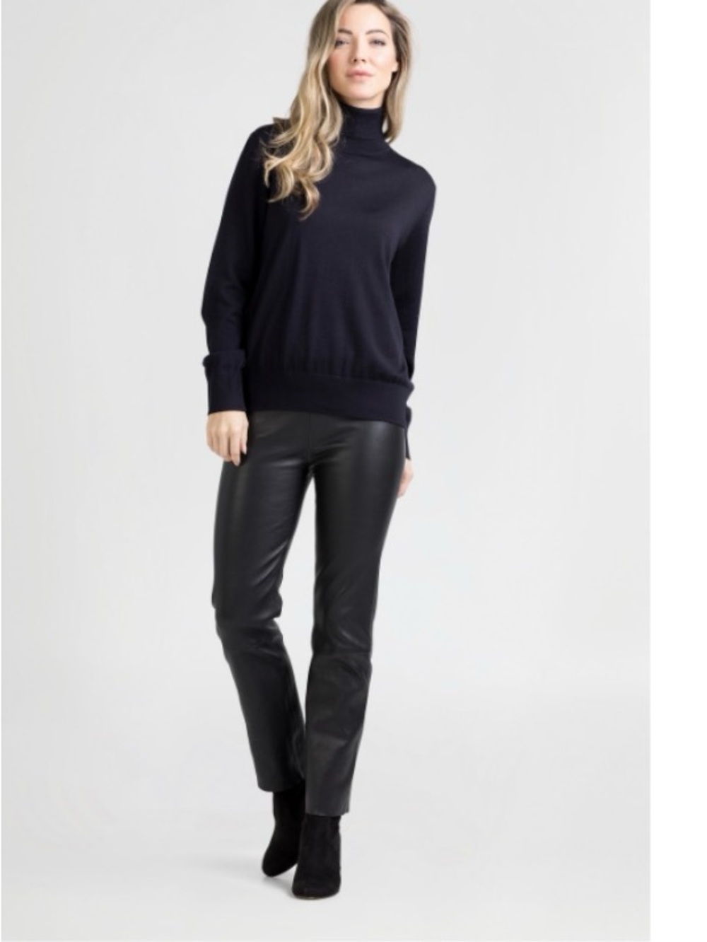 Zinga Lina Stretch 100% leather pull on pants black size 34/xs straight leg